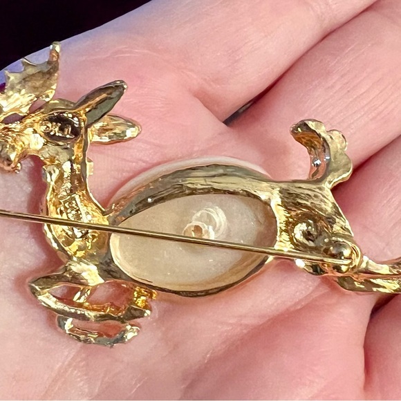 Nolan Miller Vintage Reindeer Brooch with Gem Accents - Picture 4 of 4